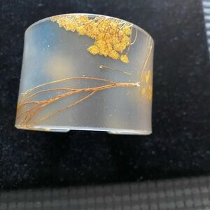 Clear Resin Cuff with Gold Floral Design